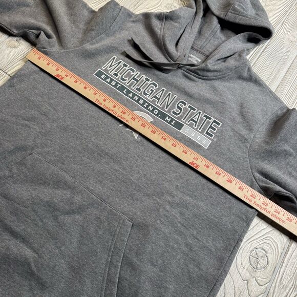 Michigan State Spartans Hoodie Men’s L Gray Fleece Spellout Logo MSU New - Picture 7 of 10